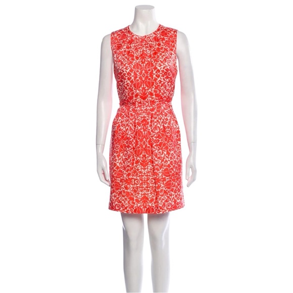 Tory Burch Brocade/Floral Print Sheath Dress in Orange - Picture 1 of 3